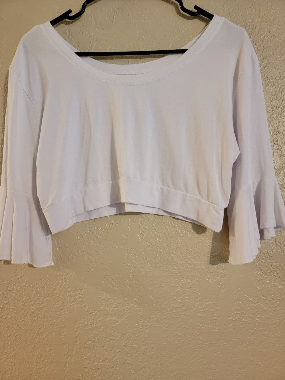 Women's White Cropped Bell-Sleeve Tee